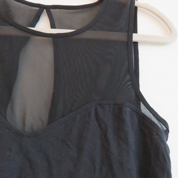 ABERCROMBIE & FITCH Black Mesh Top Sleeveless Bodysuit Minimalist Stretch Sz S - Picture 4 of 13